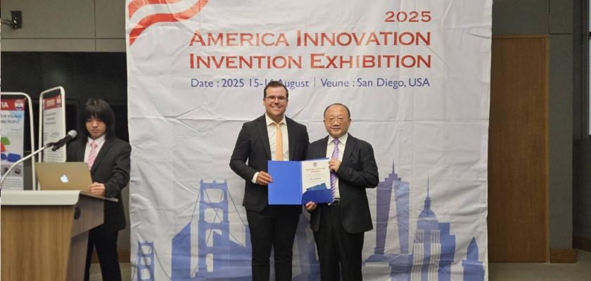 龍華科大林宗新師生團隊，參加美國創新發明展榮獲金牌獎殊榮。
