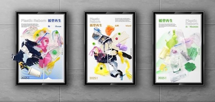 《Plastic Reborn Reverse Poster－循塑再生》海報設計作品展示，呈現循環設計的核心概念。